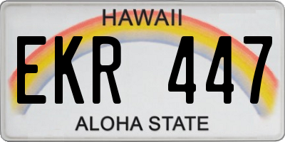 HI license plate EKR447
