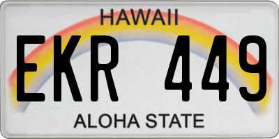 HI license plate EKR449