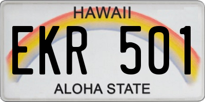 HI license plate EKR501