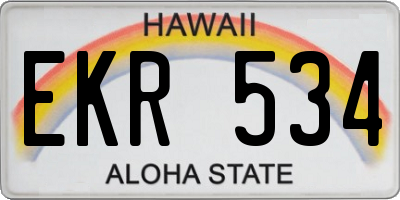 HI license plate EKR534