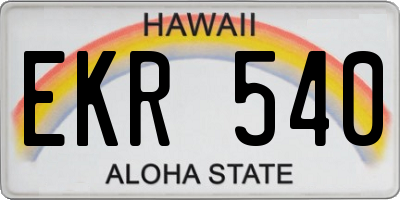 HI license plate EKR540