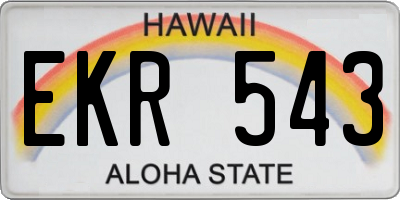 HI license plate EKR543