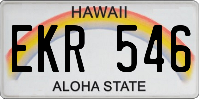 HI license plate EKR546