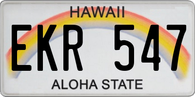 HI license plate EKR547