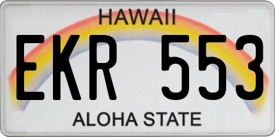HI license plate EKR553