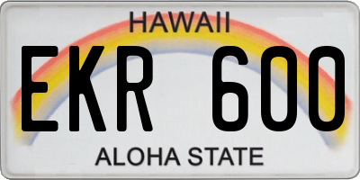 HI license plate EKR600