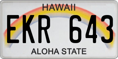 HI license plate EKR643