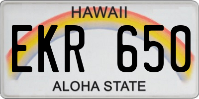 HI license plate EKR650