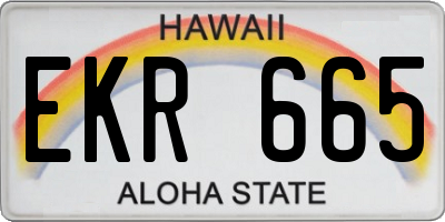 HI license plate EKR665