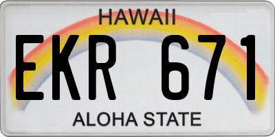 HI license plate EKR671