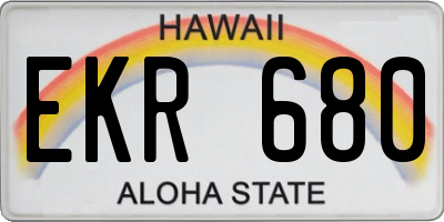 HI license plate EKR680