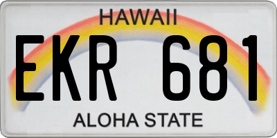 HI license plate EKR681