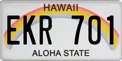 HI license plate EKR701
