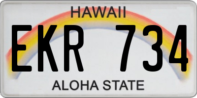 HI license plate EKR734