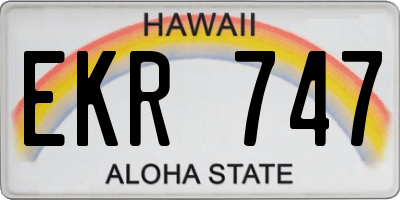 HI license plate EKR747