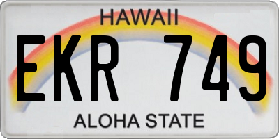 HI license plate EKR749