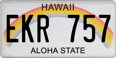 HI license plate EKR757