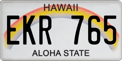 HI license plate EKR765