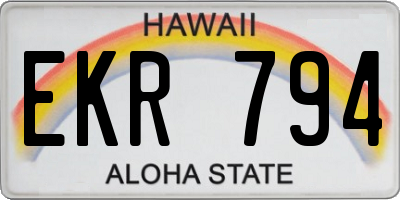 HI license plate EKR794