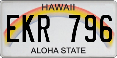HI license plate EKR796