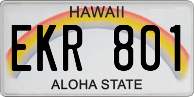 HI license plate EKR801