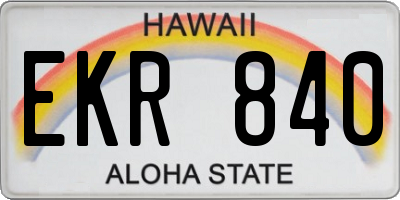 HI license plate EKR840