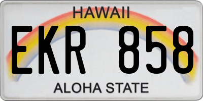 HI license plate EKR858
