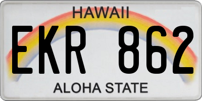 HI license plate EKR862