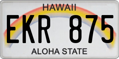 HI license plate EKR875