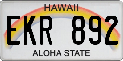 HI license plate EKR892