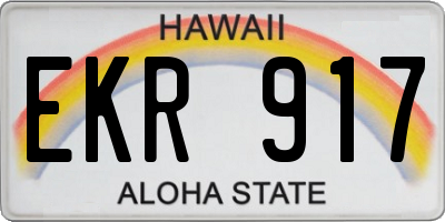 HI license plate EKR917