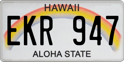 HI license plate EKR947