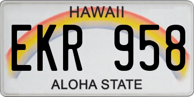 HI license plate EKR958