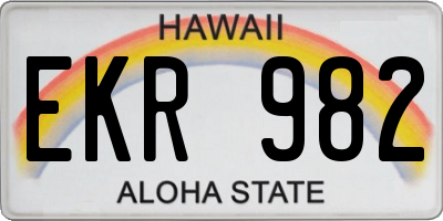 HI license plate EKR982