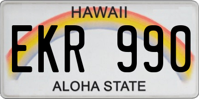 HI license plate EKR990