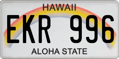 HI license plate EKR996