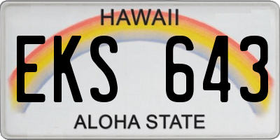 HI license plate EKS643