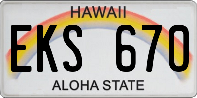 HI license plate EKS670