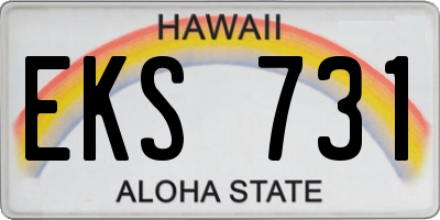 HI license plate EKS731