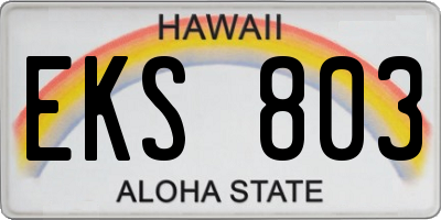 HI license plate EKS803