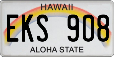 HI license plate EKS908