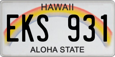 HI license plate EKS931