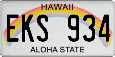 HI license plate EKS934