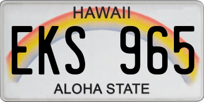 HI license plate EKS965