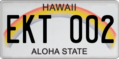HI license plate EKT002