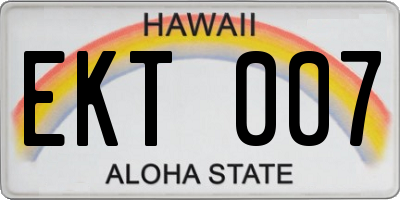 HI license plate EKT007