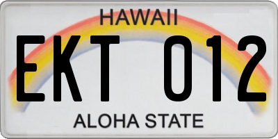 HI license plate EKT012