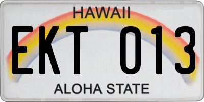 HI license plate EKT013