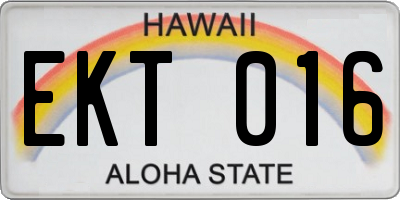 HI license plate EKT016