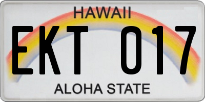 HI license plate EKT017